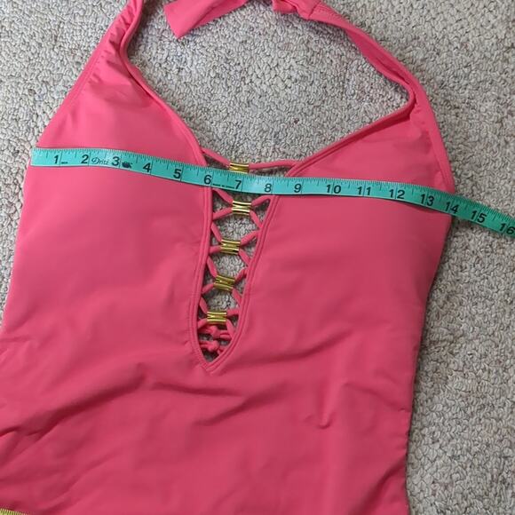 Bleu Rod Beattie Women's Paradise Found Lace Down One Piece Swim suit sz 10 - Picture 4 of 9